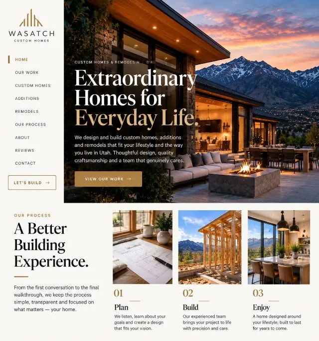 Wasatch Custom Homes website