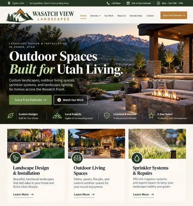 Wasatch View Landscapes website