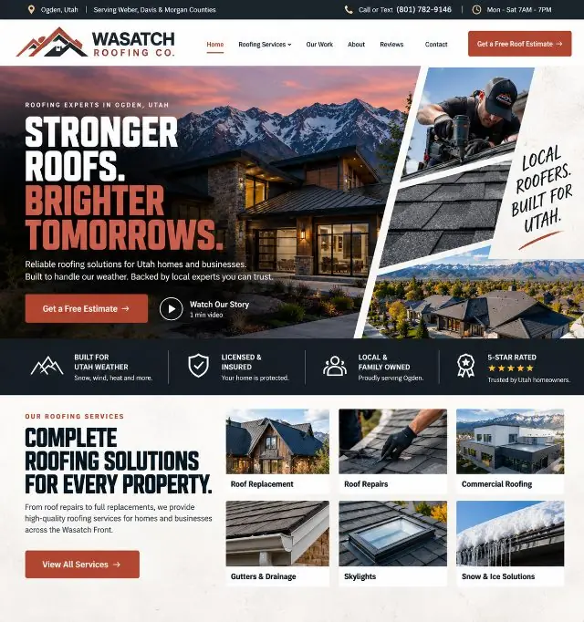 Wasatch Roofing Co. website